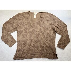Tweeds Lambswool Angora Blend Sweater Women's Size 2XL Brown Paisley Print